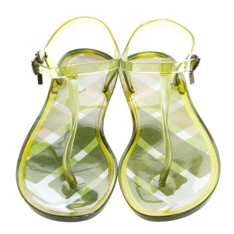 Pre Owned Burberry Green Jelly Thong Sandals Size 41