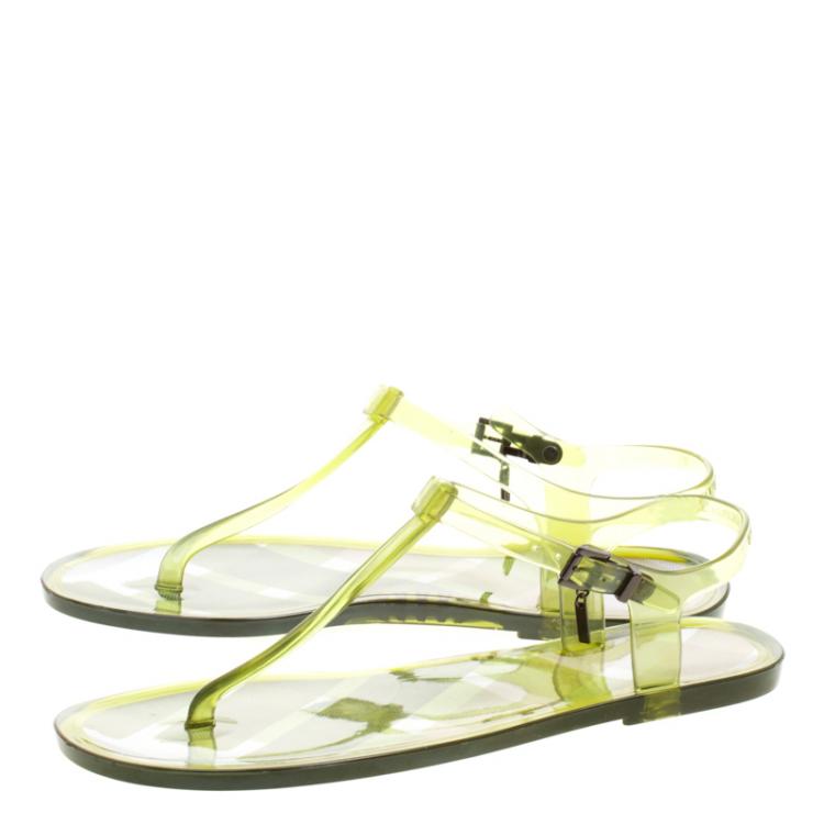 Pre Owned Burberry Green Jelly Thong Sandals Size 41