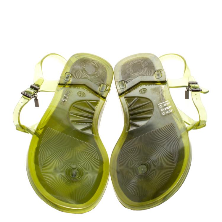 Pre Owned Burberry Green Jelly Thong Sandals Size 41