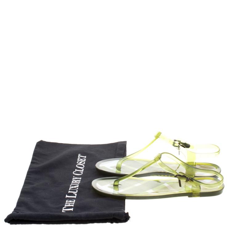 Pre Owned Burberry Green Jelly Thong Sandals Size 41