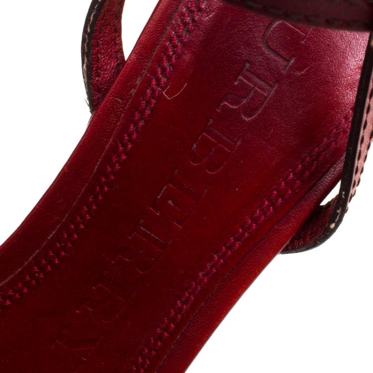 Pre Owned Burberry Nova Check Canvas and Leather Ankle Strap Espadrille Wedges Size 36