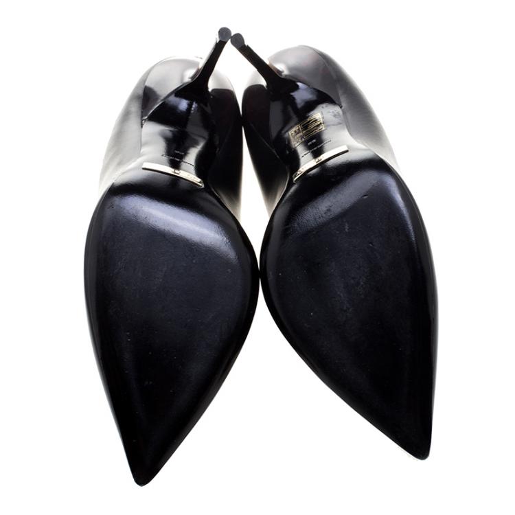 Pre Owned Burberry Black Leather Deighton Pointed Toe Pumps Size 38