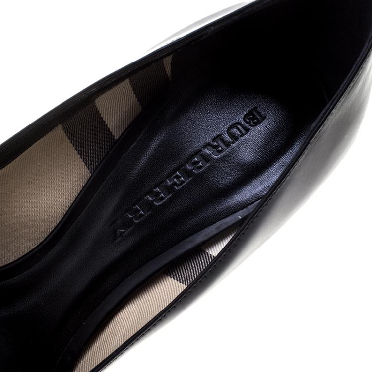 Pre Owned Burberry Black Leather Deighton Pointed Toe Pumps Size 38