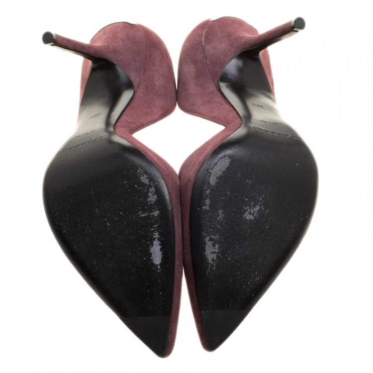 Pre Owned Burberry Burgundy Suede D'orsay Pointed Toe Pumps Size 38.5
