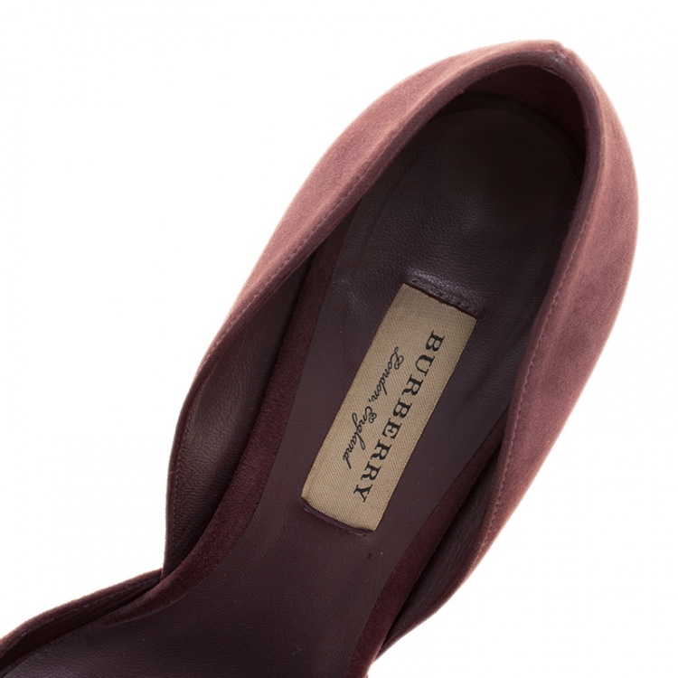 Pre Owned Burberry Burgundy Suede D'orsay Pointed Toe Pumps Size 38.5