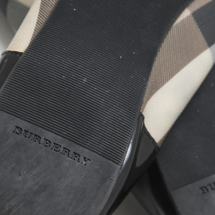 Pre Owned Burberry Black Nova Check PVC/Leather Buckle Ballet Flats Size 39