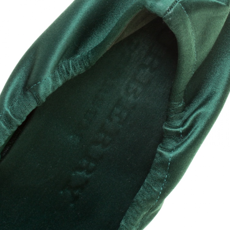 Pre Owned Burberry Prorsum Emerald Green Satin Surrey Ballet Flats Size 39