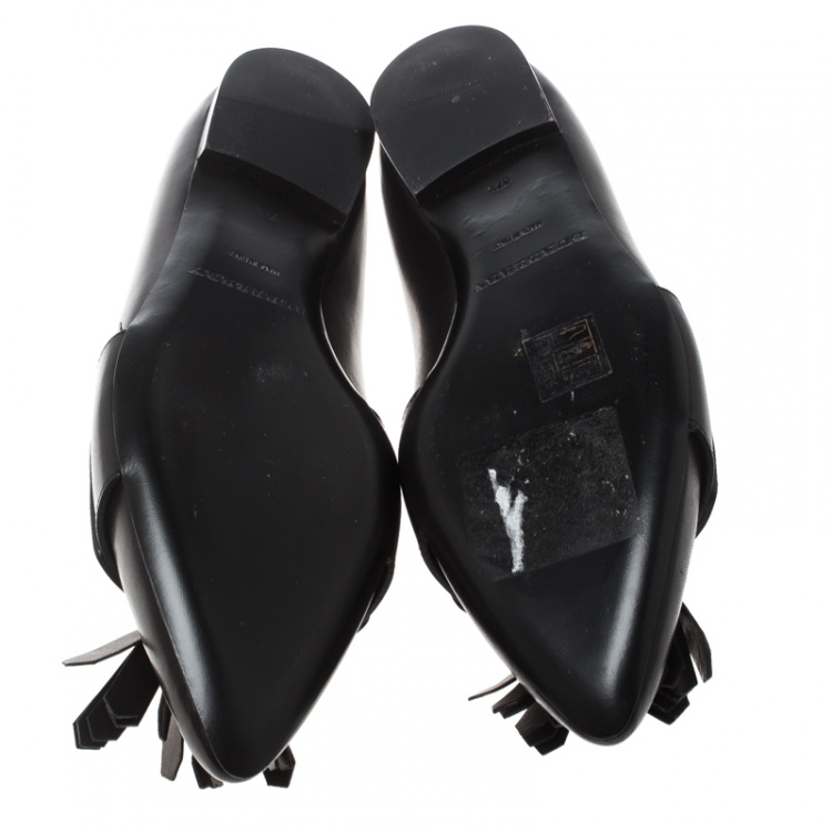 Pre Owned Burberry Black Leather Coledale Tassel Detail Pointed Toe Penny Loafers Size 37.5