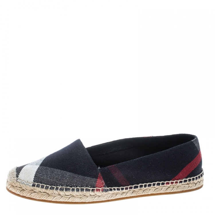Pre Owned Burberry Black Checkered Canvas Hodgeson Flat Espadrilles Size 39