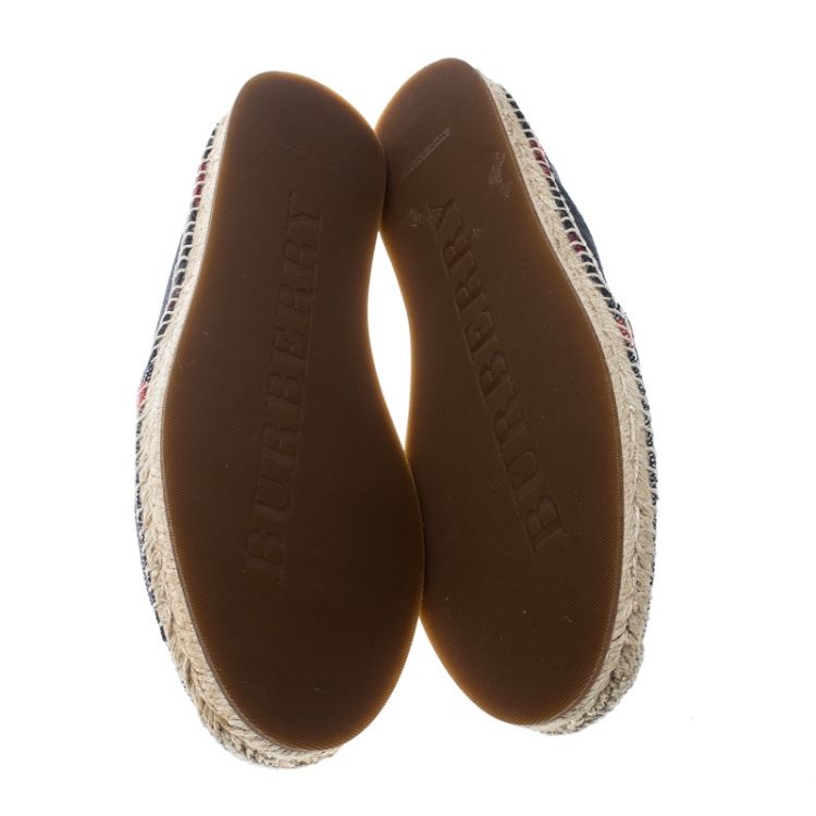 Pre Owned Burberry Black Checkered Canvas Hodgeson Flat Espadrilles Size 39