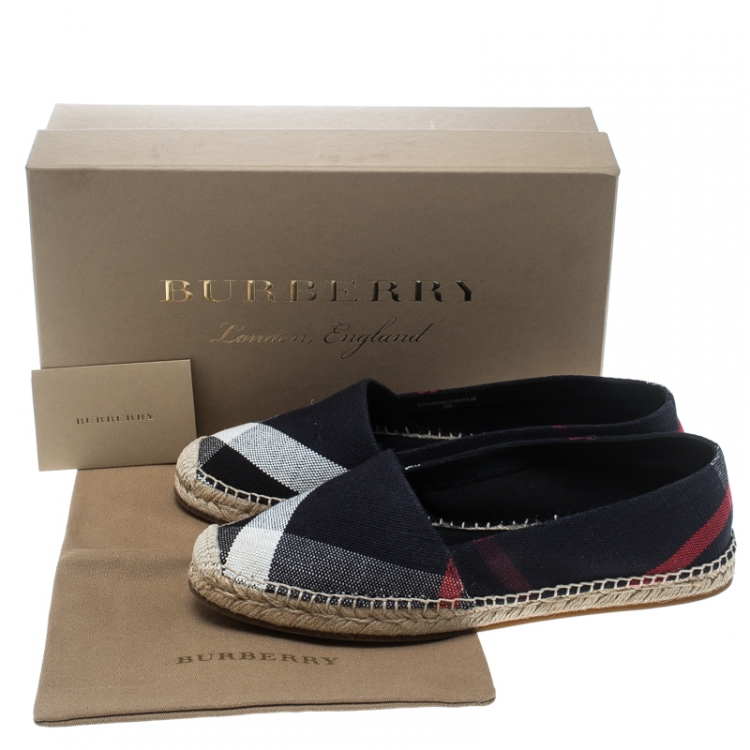 Pre Owned Burberry Black Checkered Canvas Hodgeson Flat Espadrilles Size 39
