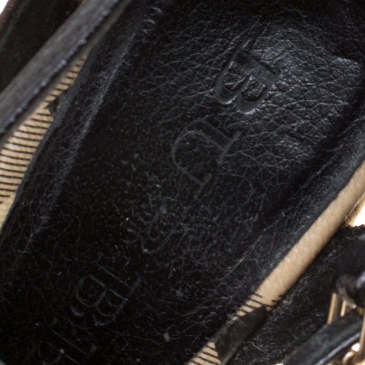 مملوكة مسبقًا Burberry Black Leather Espadrille Wedge Sandals Size 39