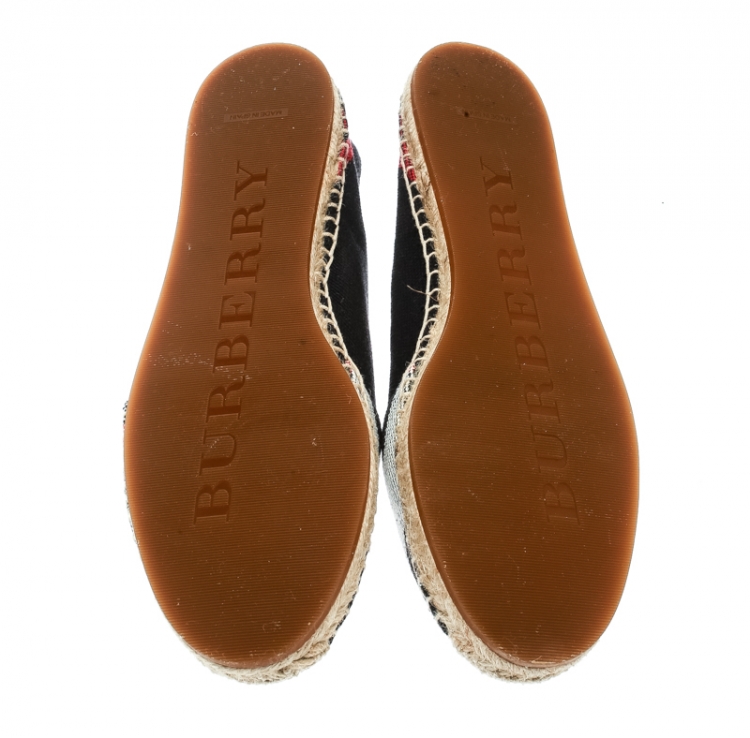 Pre Owned Burberry Blue Checkered Canvas Hodgeson Flat Espadrilles Size 39.5