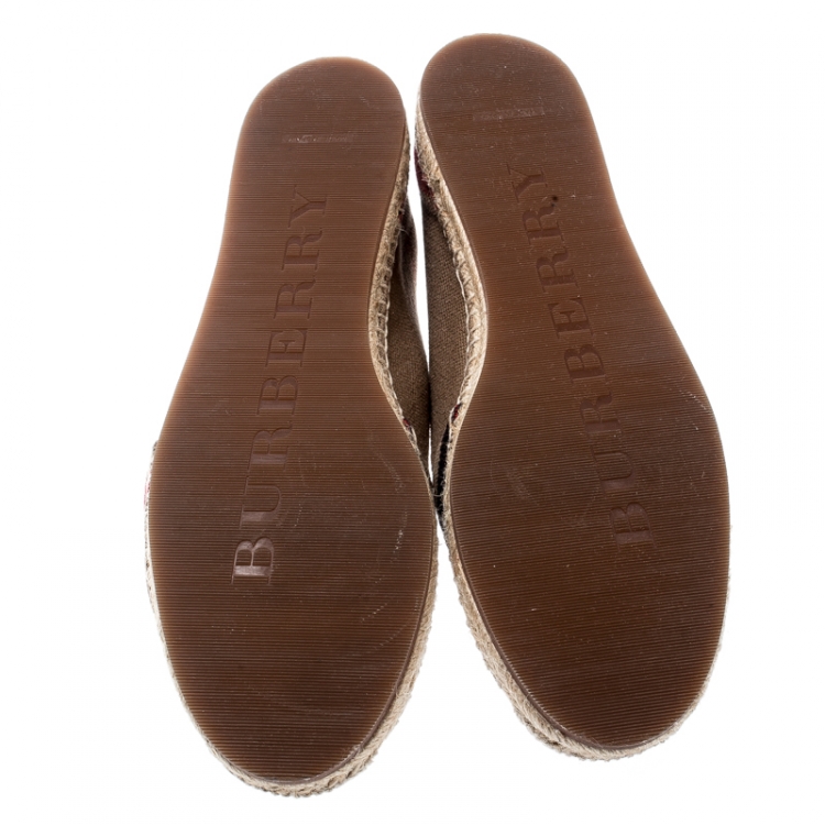 Pre Owned Burberry Brown Checkered Canvas Hodgeson Flat Espadrilles Size 41