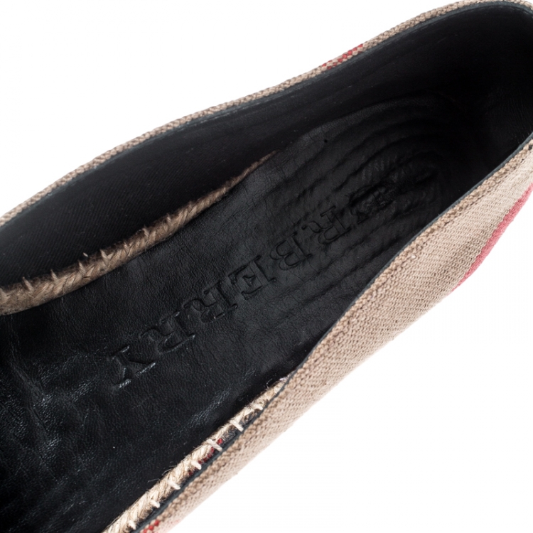 Pre Owned Burberry Brown Checkered Canvas Hodgeson Flat Espadrilles Size 41
