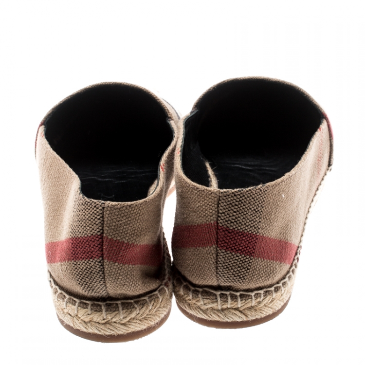 Pre Owned Burberry Brown Checkered Canvas Hodgeson Flat Espadrilles Size 41