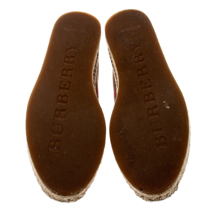 Pre Owned Burberry Brown Checkered Canvas Hodgeson Flat Espadrilles Size 38