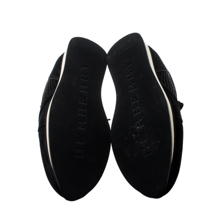 Pre Owned Burberry Black Mesh/Suede Lace Up Sneakers Size 38