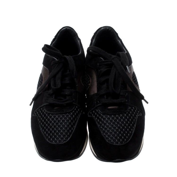 Pre Owned Burberry Black Mesh/Suede Lace Up Sneakers Size 38