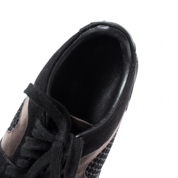 Pre Owned Burberry Black Mesh/Suede Lace Up Sneakers Size 38