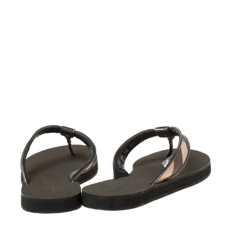 Pre Owned Burberry Multicolor Novacheck Flip Flops Size 36