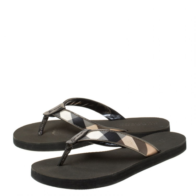 Pre Owned Burberry Multicolor Novacheck Flip Flops Size 36
