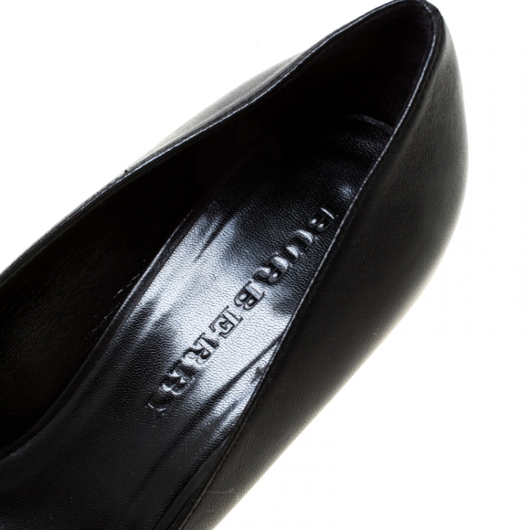 Pre Owned Burberry Black House Check Canvas and Leather Buckle Pumps Size 37