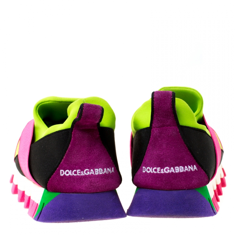 Pre Owned Dolce and Gabbana Multicolor Stretch Fabric Ibiza Sneakers Size 39