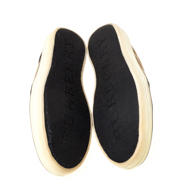 Pre Owned Burberry Brown Check Canvas Slip On Sneakers Size 40