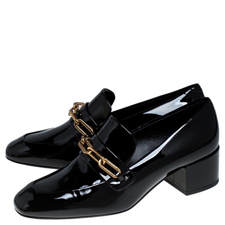 Pre Owned Burberry Black Patent Leather Chillcot Loafer Size 37