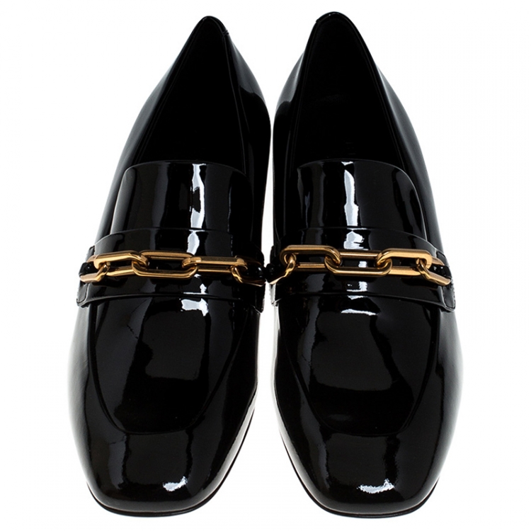 Pre Owned Burberry Black Patent Leather Chillcot Loafer Size 37
