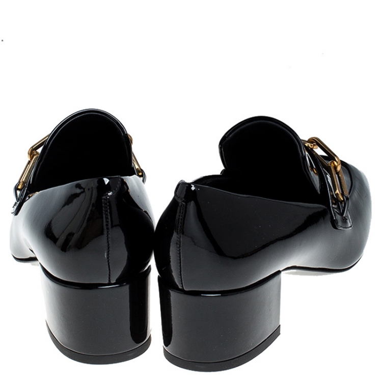 Pre Owned Burberry Black Patent Leather Chillcot Loafer Size 37