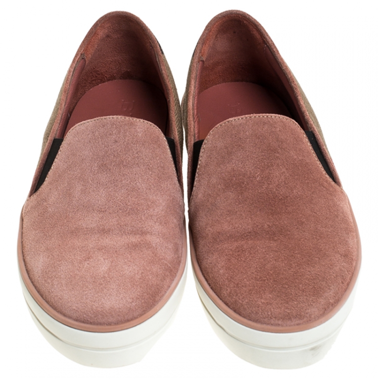 Pre Owned Burberry Multicolor Suede And Canvas Gauden Slip On Sneakers Size 36