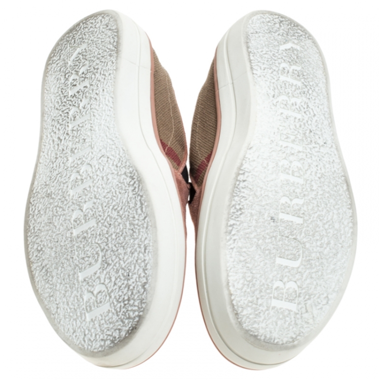 Pre Owned Burberry Multicolor Suede And Canvas Gauden Slip On Sneakers Size 36
