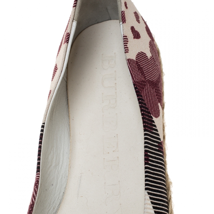 Pre Owned Burberry Multicolor Printed Canvas Espadrille Flats Size 36.5