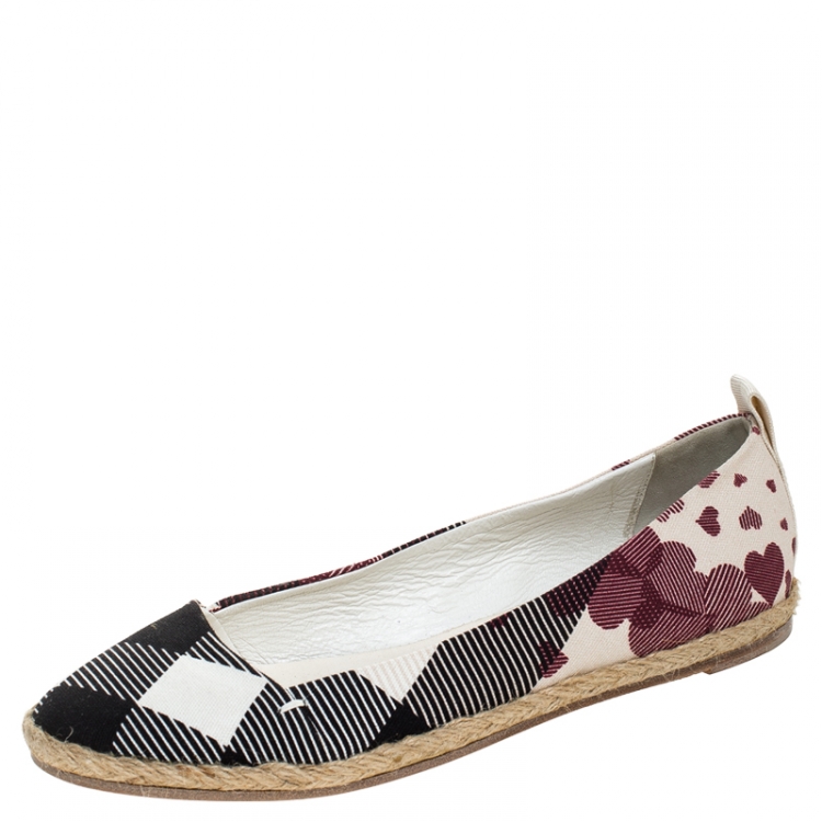 Pre Owned Burberry Multicolor Printed Canvas Espadrille Flats Size 36.5