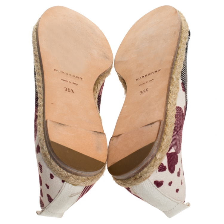Pre Owned Burberry Multicolor Printed Canvas Espadrille Flats Size 36.5