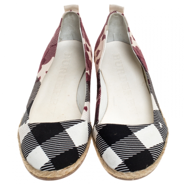 Pre Owned Burberry Multicolor Printed Canvas Espadrille Flats Size 36.5