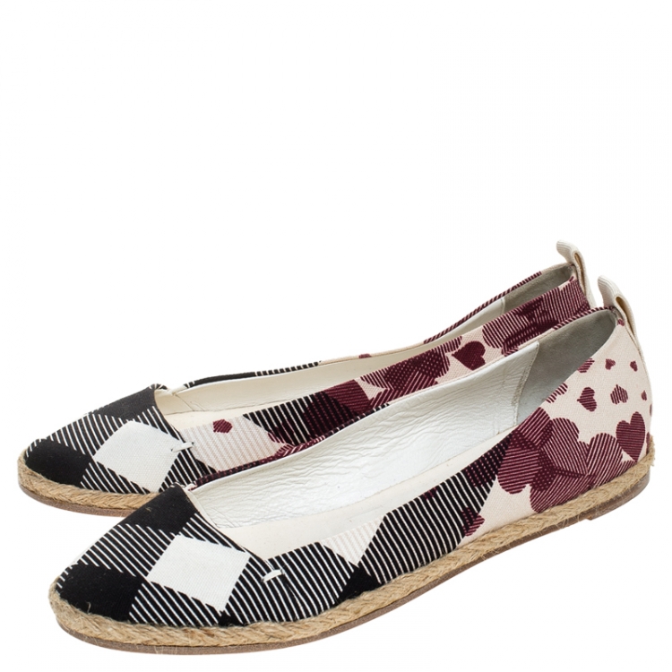 Pre Owned Burberry Multicolor Printed Canvas Espadrille Flats Size 36.5