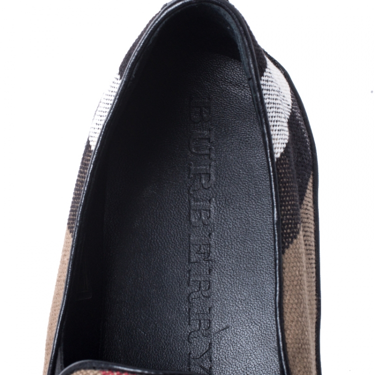 Pre Owned Burberry Multicolor Canvas And Leather Gauden Slip On Sneakers Size 41