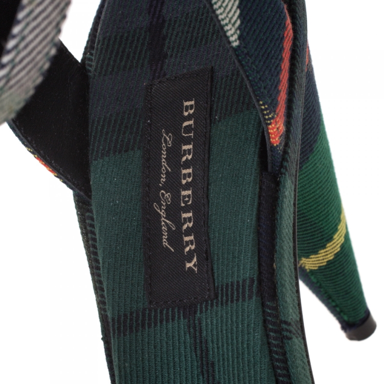 Pre Owned Burberry Green Novacheck Fabric Runway Hans T Strap Sandals Size 38