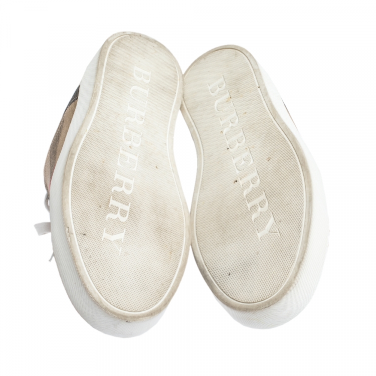 Pre Owned Burberry Beige House Check Canvas Westford Low Top Sneakers Size 39