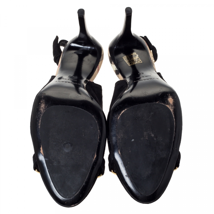 Pre Owned Burberry Black Nubuck Leather Slingback Sandals Size 40