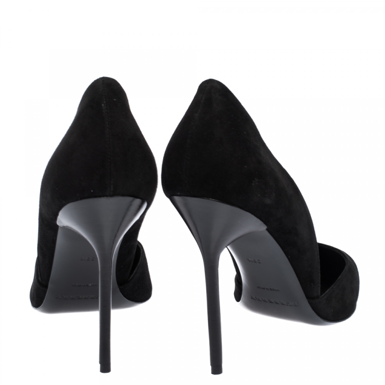 Pre Owned  Burberry Black Suede Leather Virna D'Orsay Pointed Toe Pumps Size 39.5