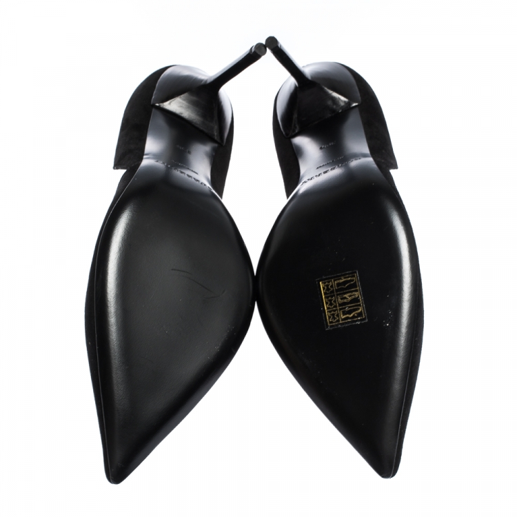 Pre Owned  Burberry Black Suede Leather Virna D'Orsay Pointed Toe Pumps Size 39.5