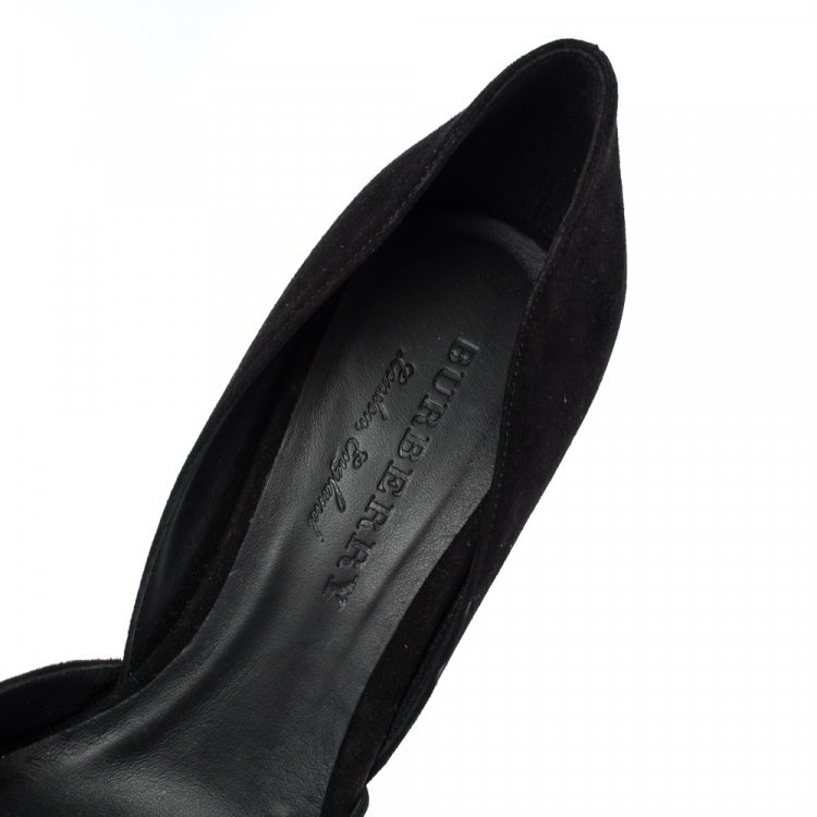 Pre Owned  Burberry Black Suede Leather Virna D'Orsay Pointed Toe Pumps Size 39.5