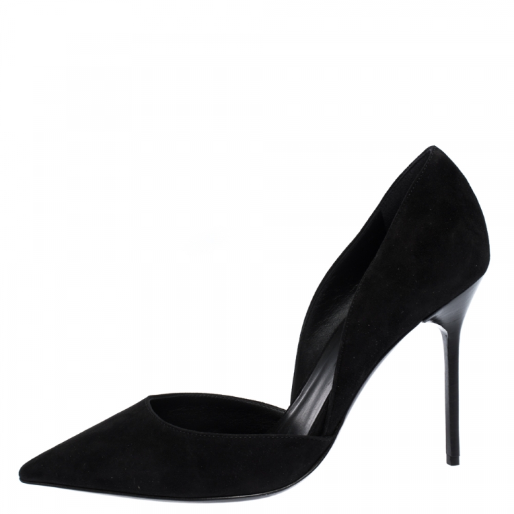 Pre Owned  Burberry Black Suede Leather Virna D'Orsay Pointed Toe Pumps Size 39.5