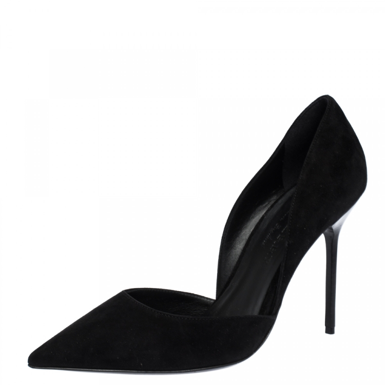 Pre Owned  Burberry Black Suede Leather Virna D'Orsay Pointed Toe Pumps Size 39.5