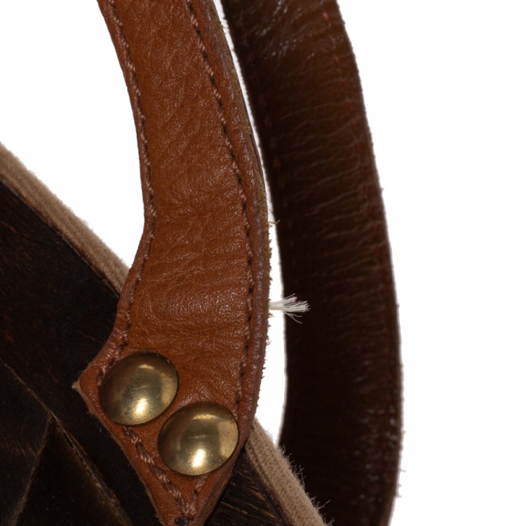 Pre Owned Burberry Brown Nova Check Canvas and Leather Ankle Strap Clog Sandals Size 37