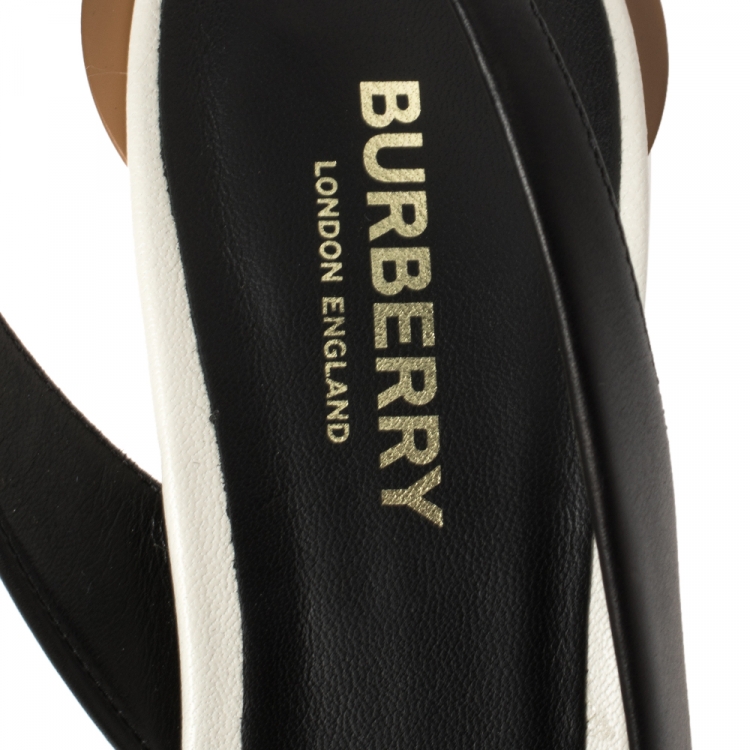 Pre Owned Burberry Black Leather Leticia D'orsay Slingback Sandals Size 37.5